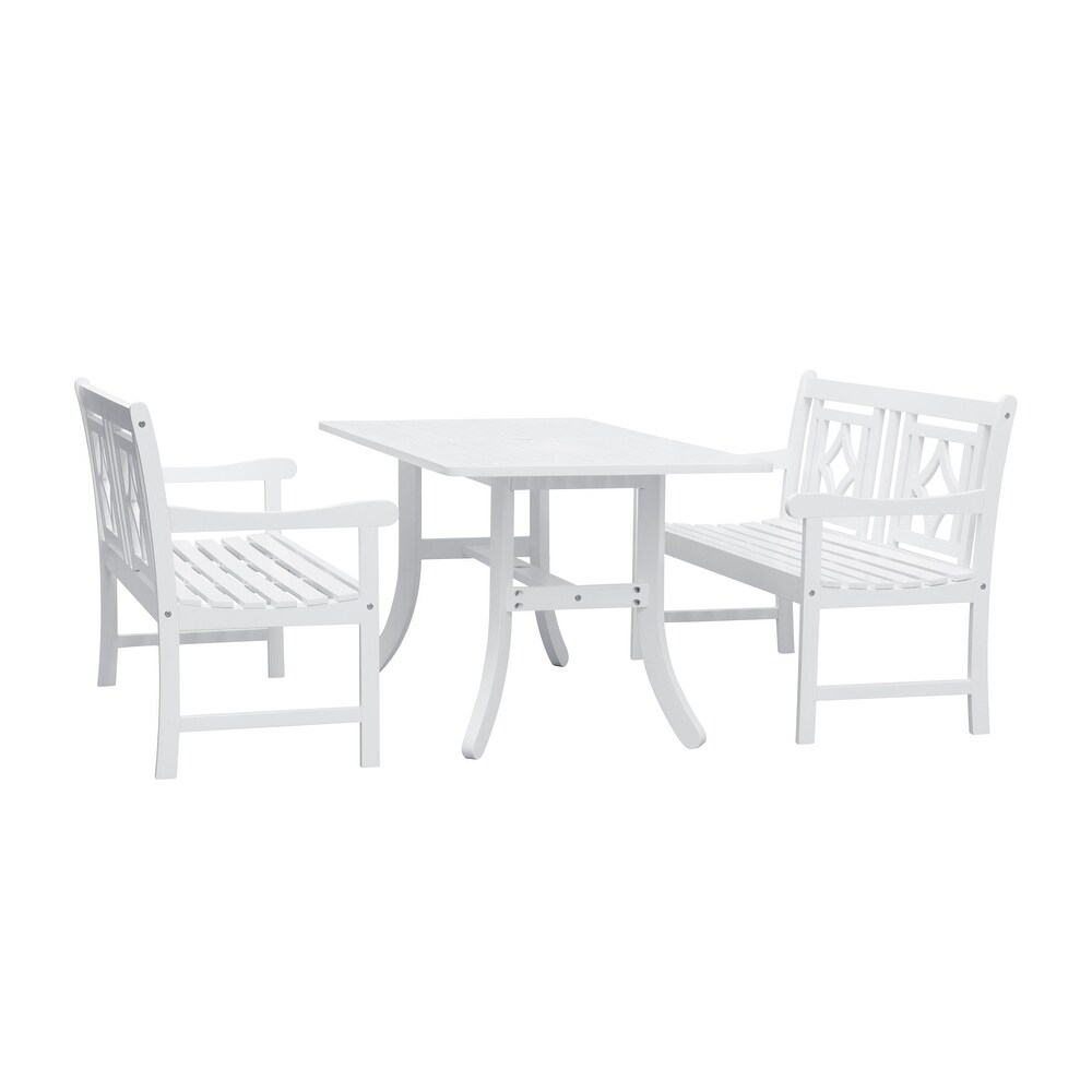 Hydaburg Outdoor 3 piece Wood Table Dining Set by Havenside Home