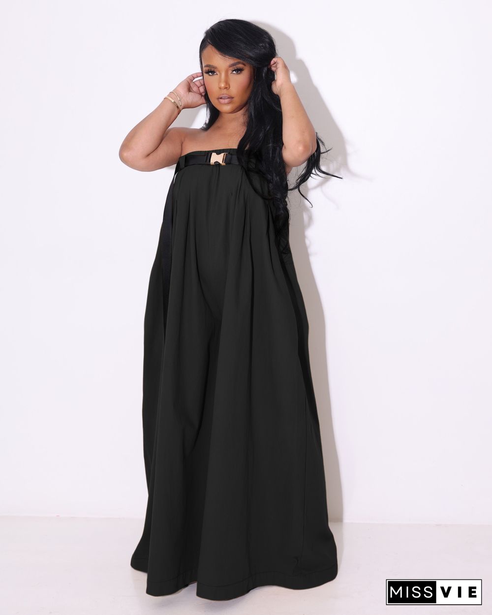 Loose Baggy Strapless Wide Leg Jumpsuits