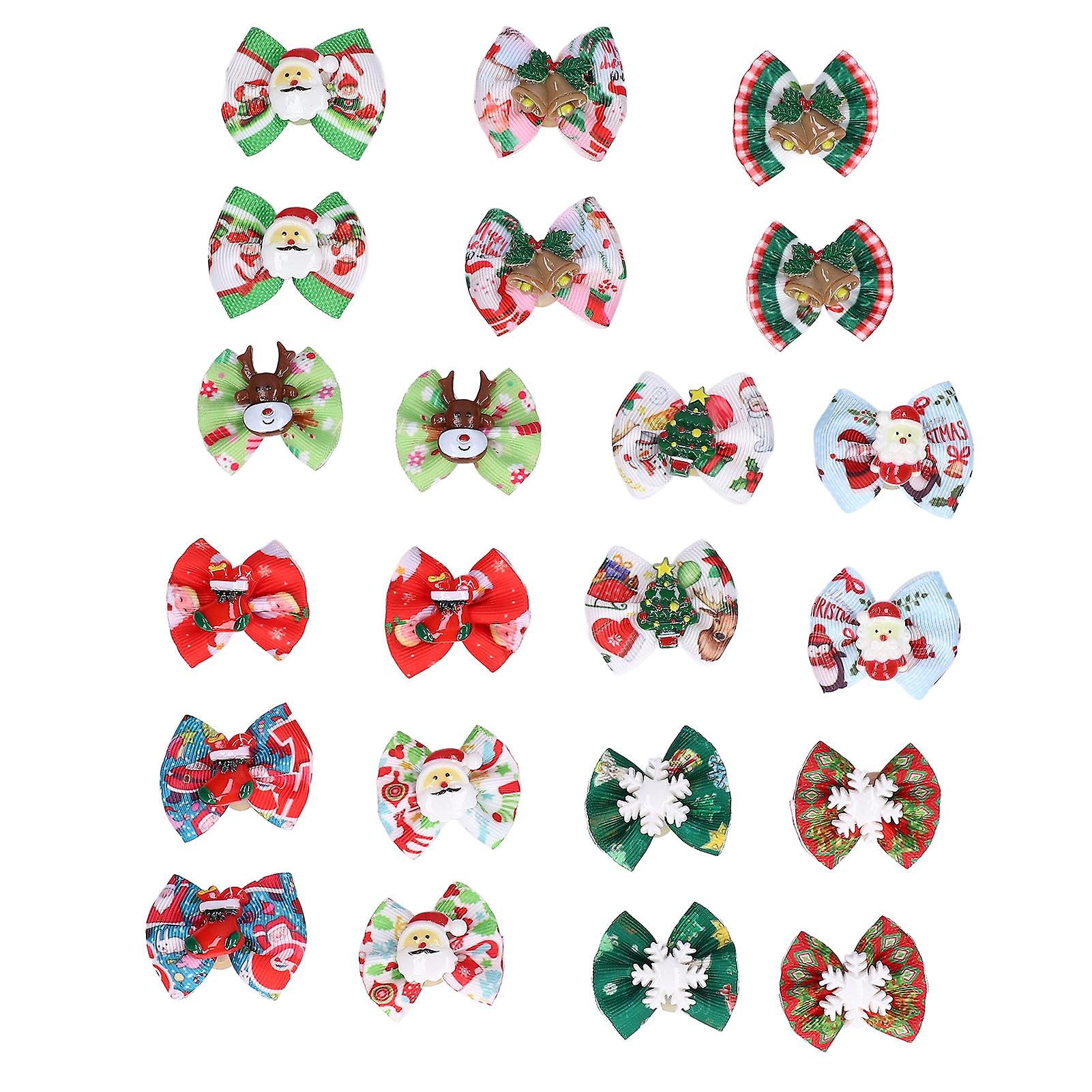 22 Pcs Christmas Dog Bow Cute Stylish Pet Hair Bows With Rubber Band For Pets Cats Dogs