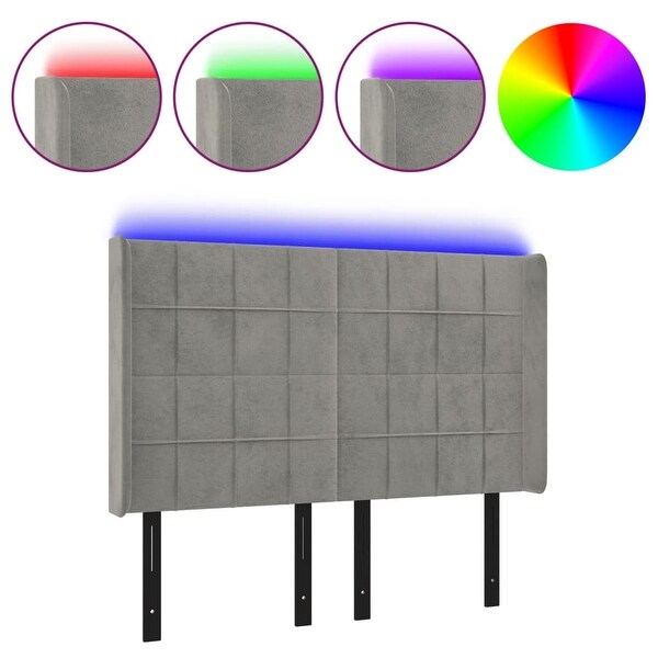 vidaXL LED Headboard Light/Dark Gray Velvet - - 37455492