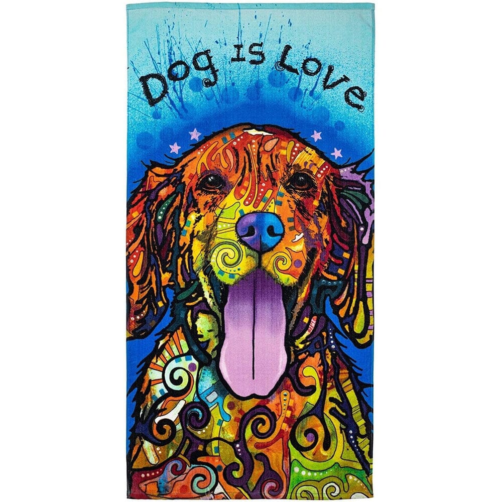 Dog is Love Super Soft Plush Cotton Beach Bath Pool Towel by Dean Russo