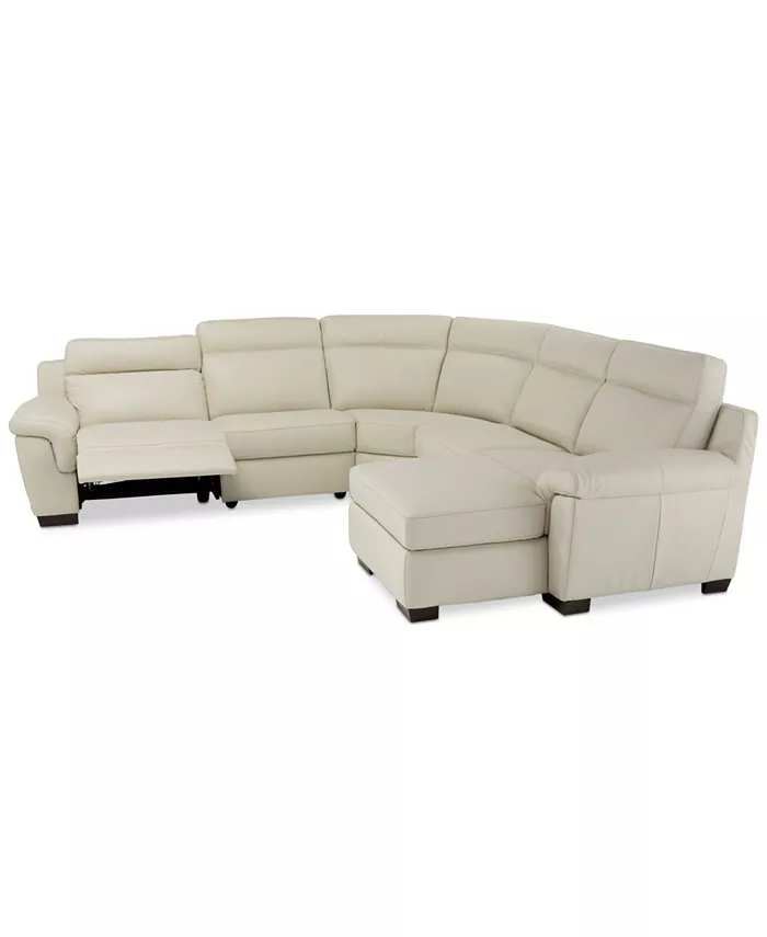 Furniture Julius II 5-Pc. Leather Chaise Sectional Sofa With 1 Power Recliner Power Headrest and USB Power Outlet