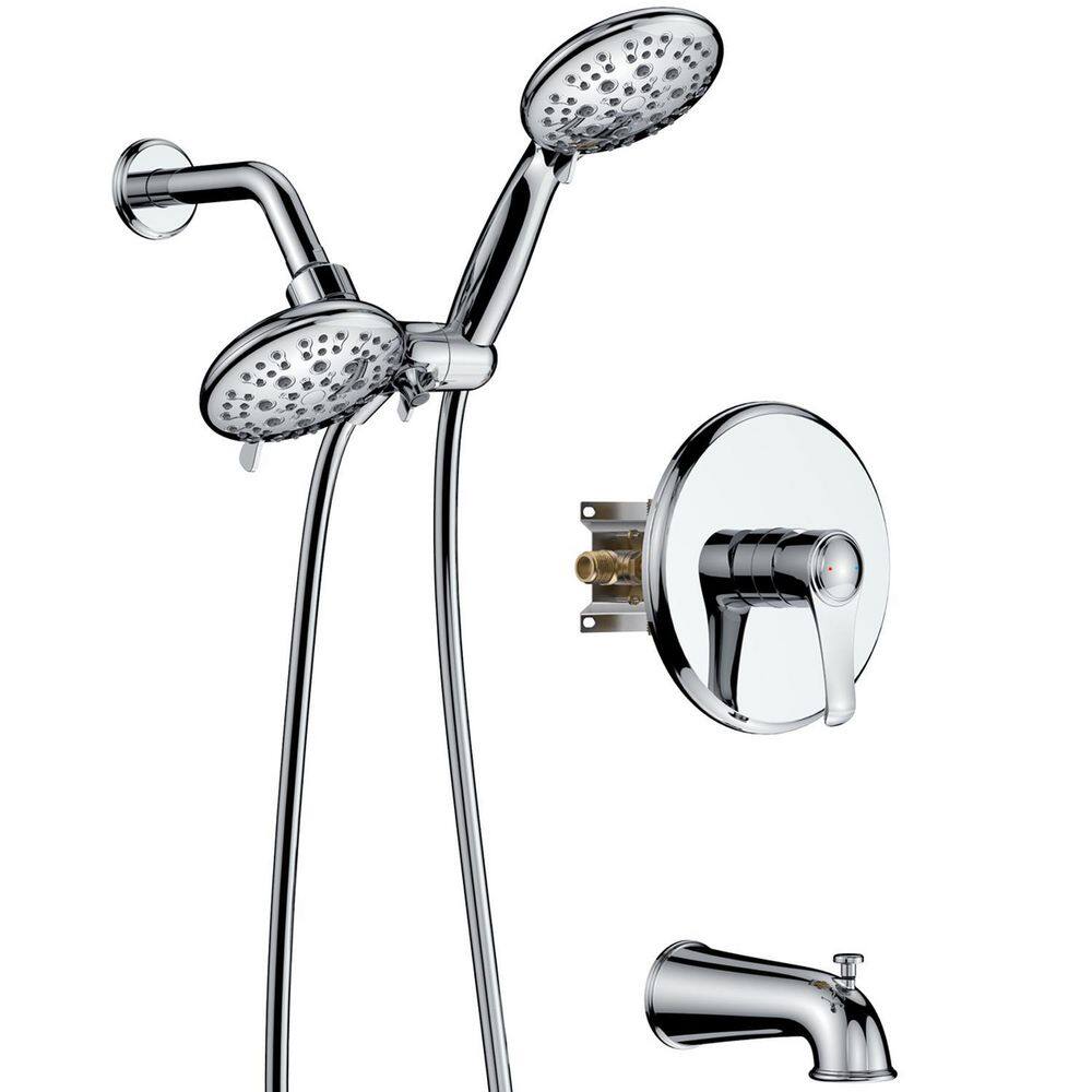 GIVING TREE 2-In-1 Single-Handle 11-Spray Tub and Shower Faucet Handheld Combo with 4 in. Shower Head in Chrome(Valve Included) HDFFBT703HC-CH