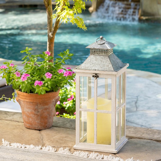 Park Hill Collection Coastal Whitewash Lantern Medium