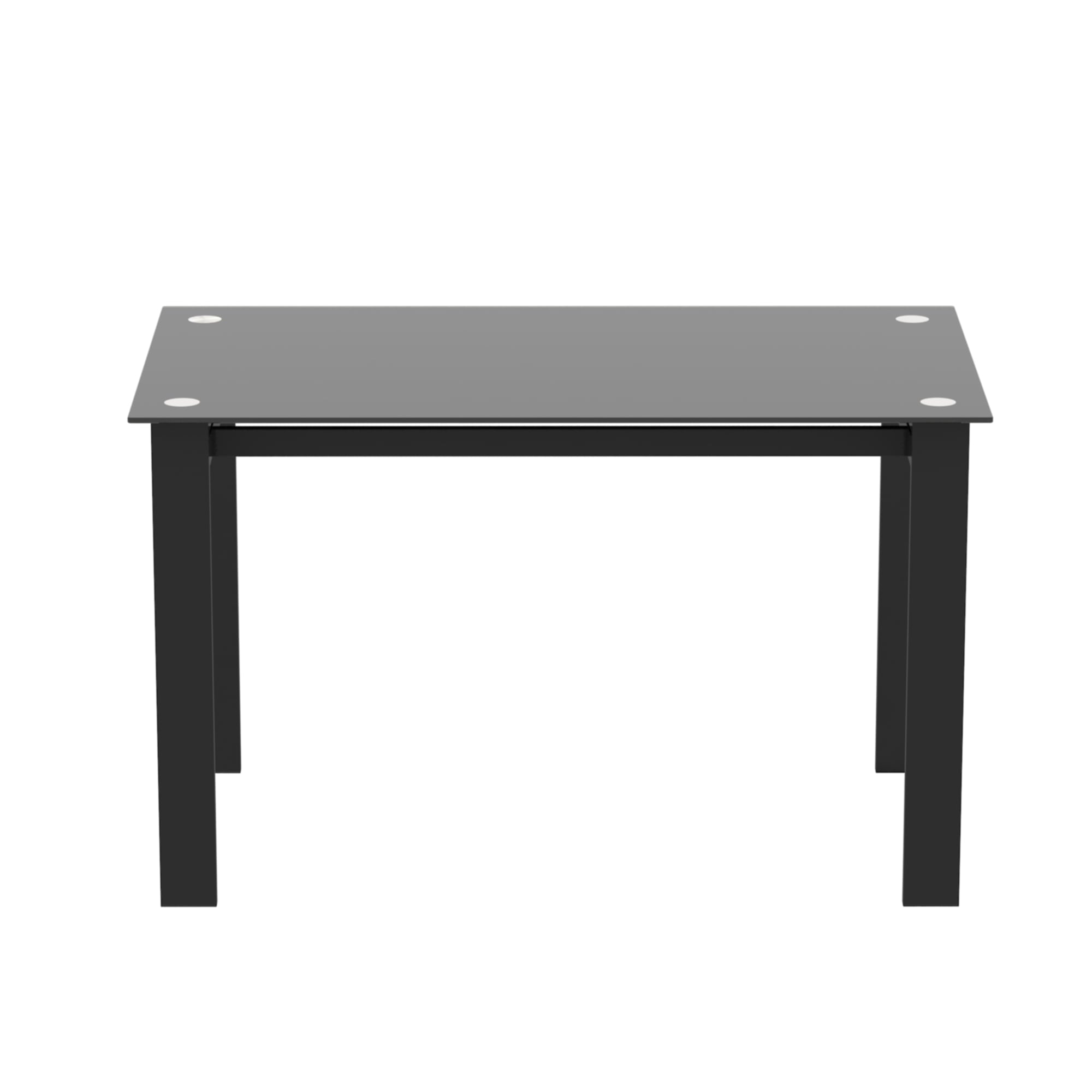 CoSoTower Modern Tempered Glass Black Dining Table, Simple Rectangular Metal Table Legs Living Room Kitchen Table