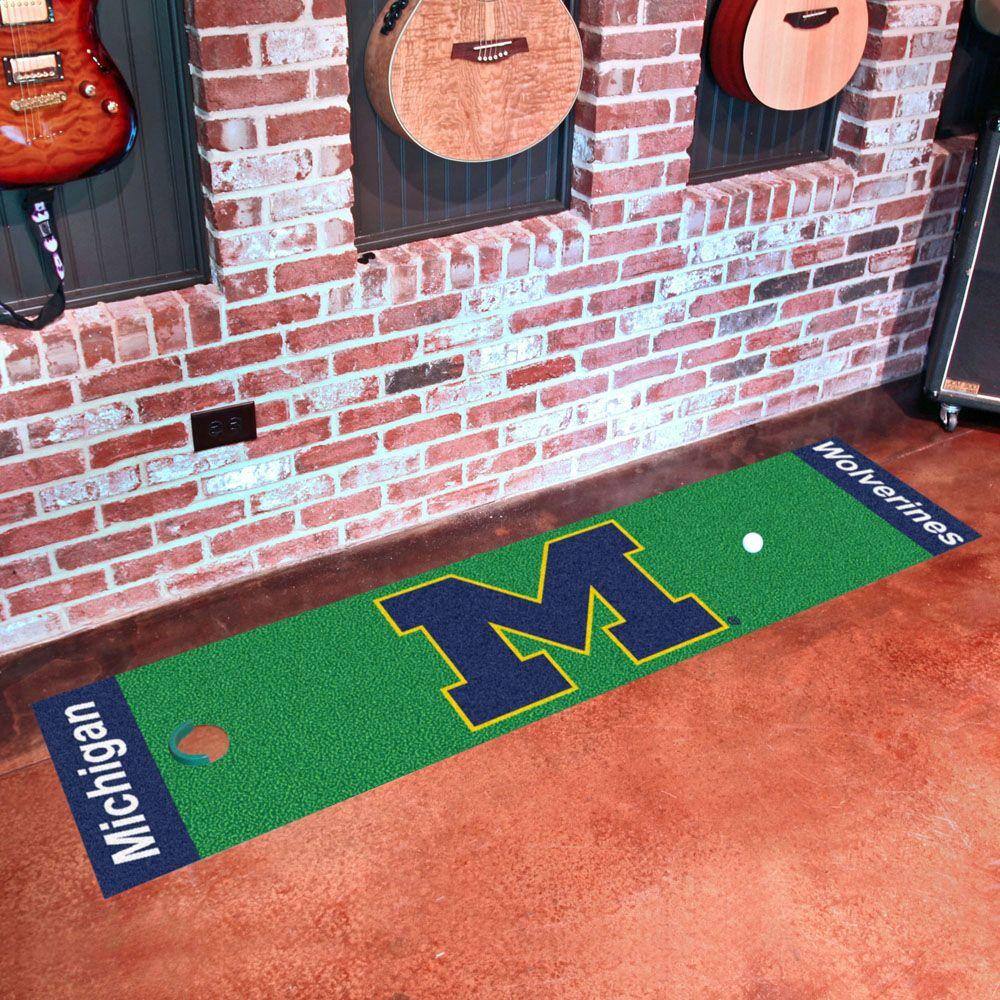 FANMATS NCAA University of Michigan 1 ft. 6 in. x 6 ft. Indoor 1-Hole Golf Practice Putting Green 9075