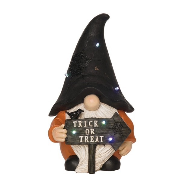 Transpac Resin 13 5 In Black Halloween Light Up Spooky Gnome Decor