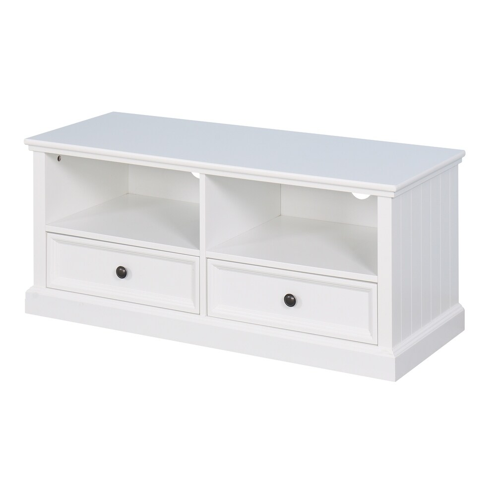 Living Room MDF White TV Cabinet with 2 Drawers