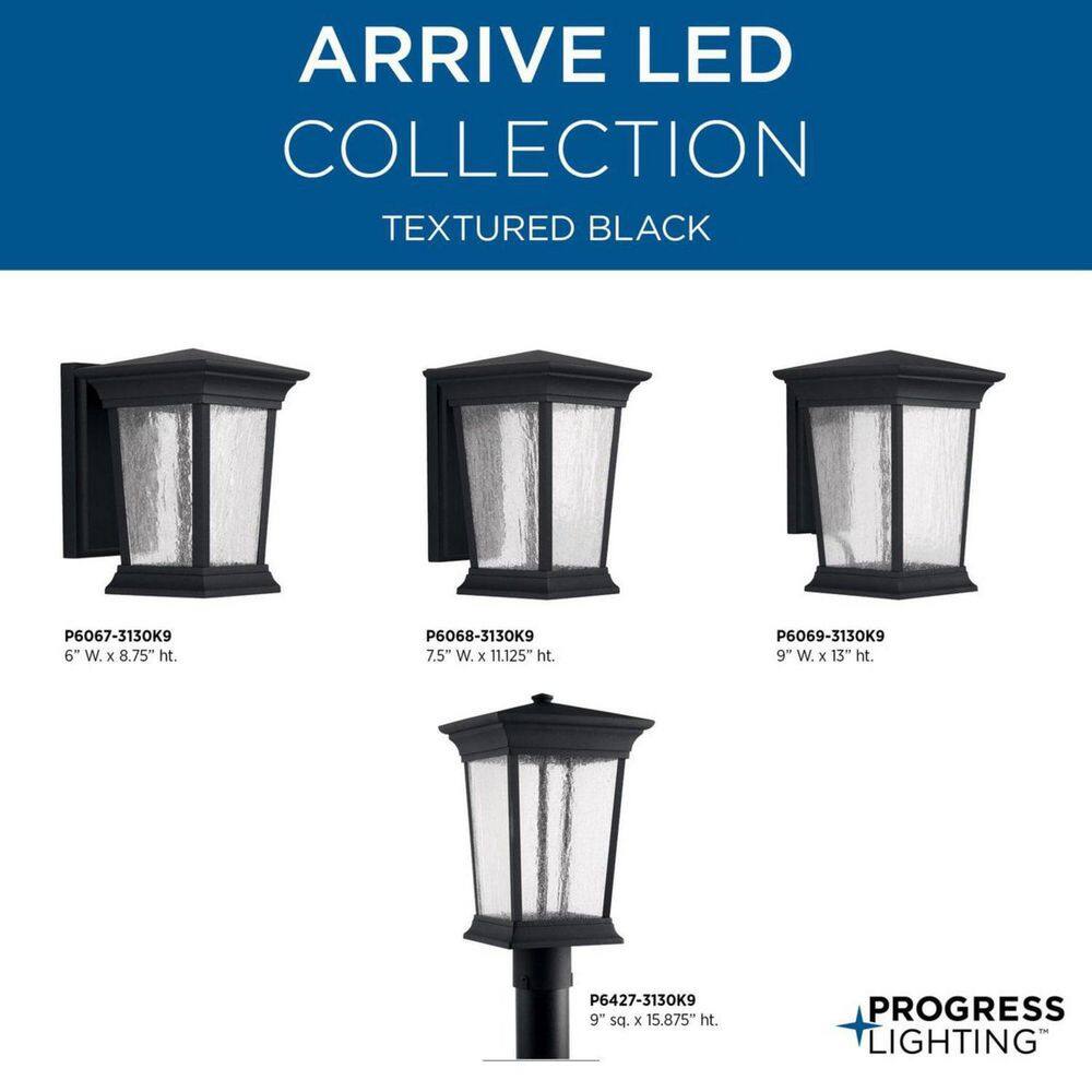 Progress Lighting Arrive LED Collection Textured Black Clear Seeded Glass Modern Outdoor Post Lantern Light P6427-3130K9