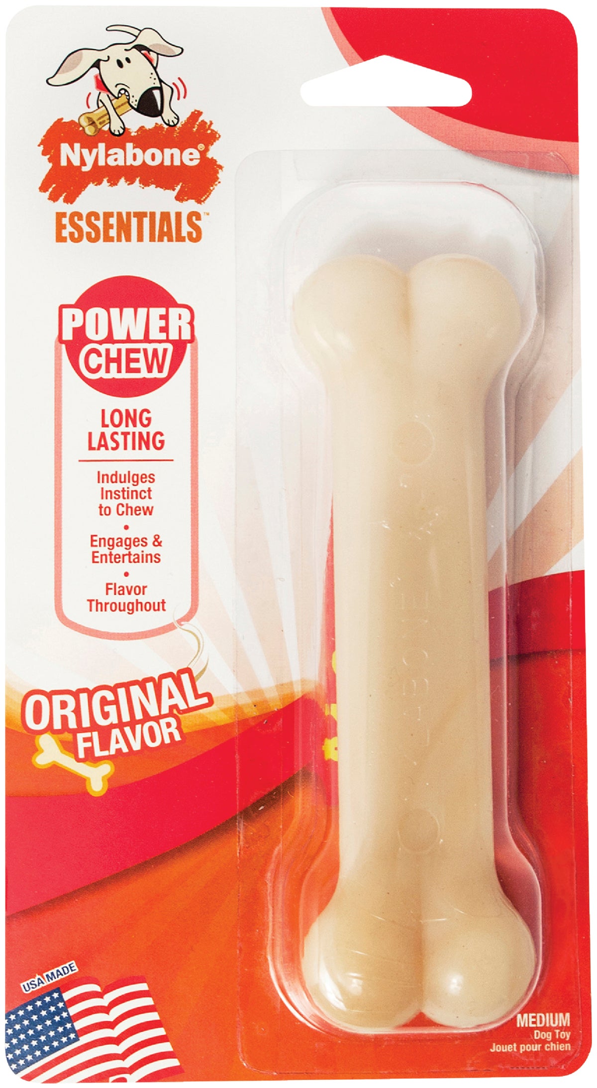 Nylabone Essentials Power Chew Bone Dog Toy Medium White