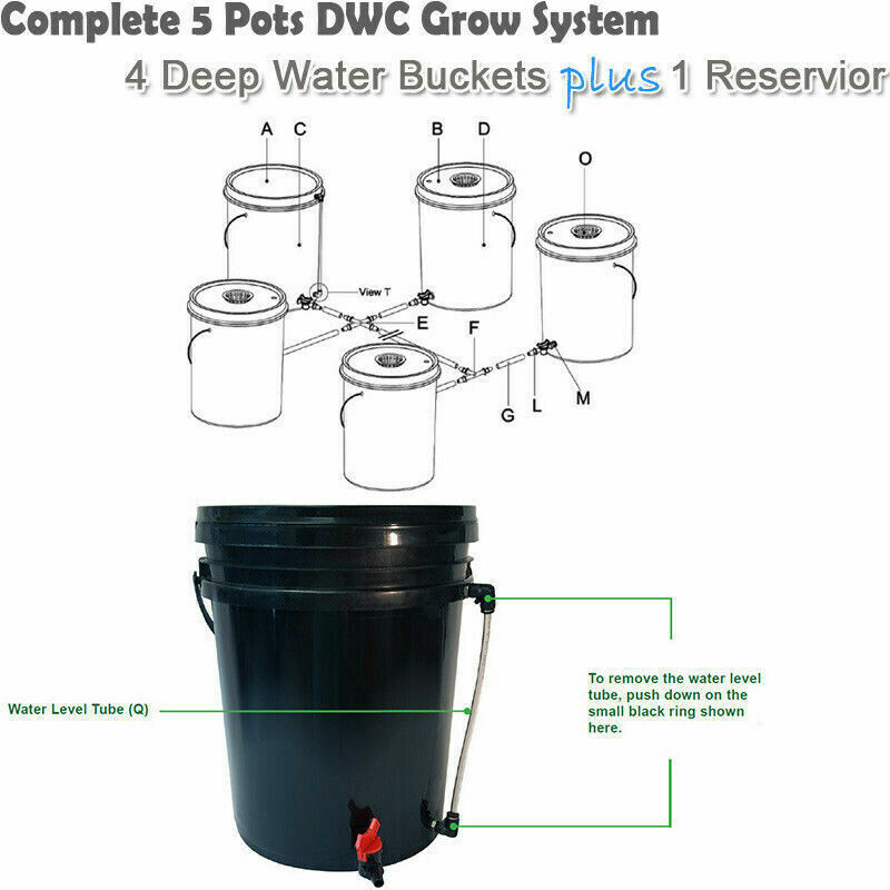 Miumaeov Hydroponics Grow System Kit 5 Bucket  DWC Deep Water Culture Grow Kit 5 Gal