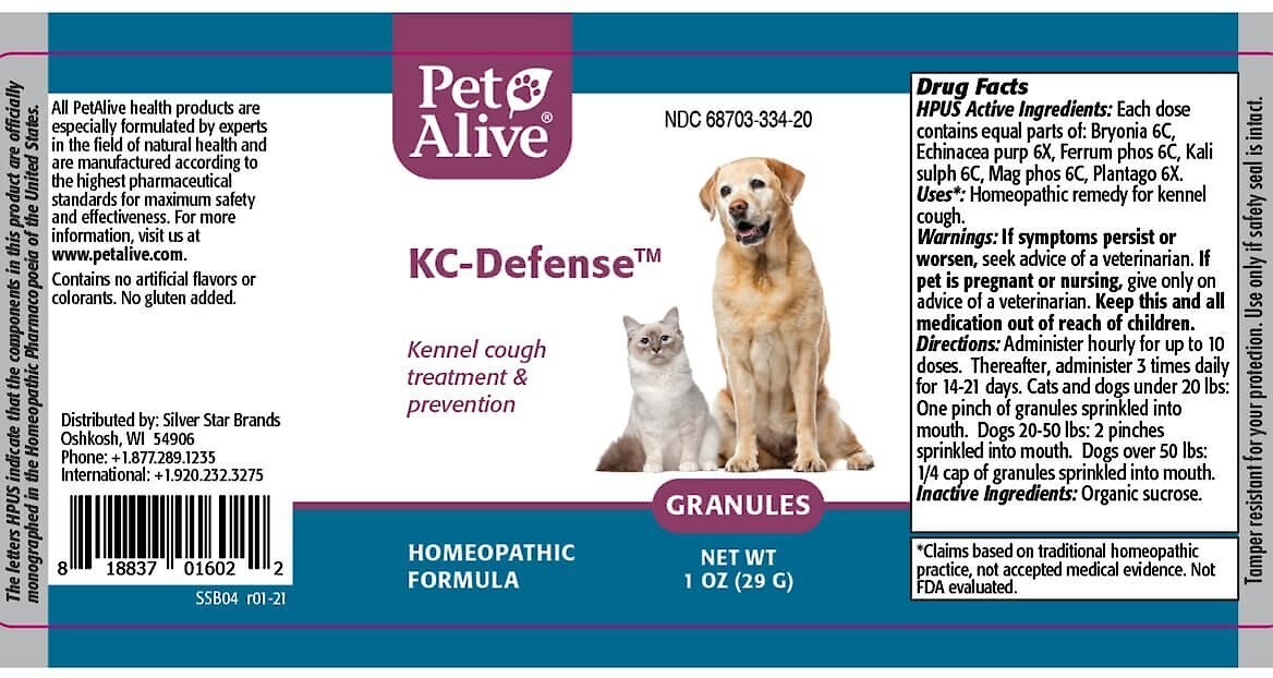 PetAlive KC-Defense Homeopathic Medicine for Kennel Cough for Dogs and Cats， 1-oz jar