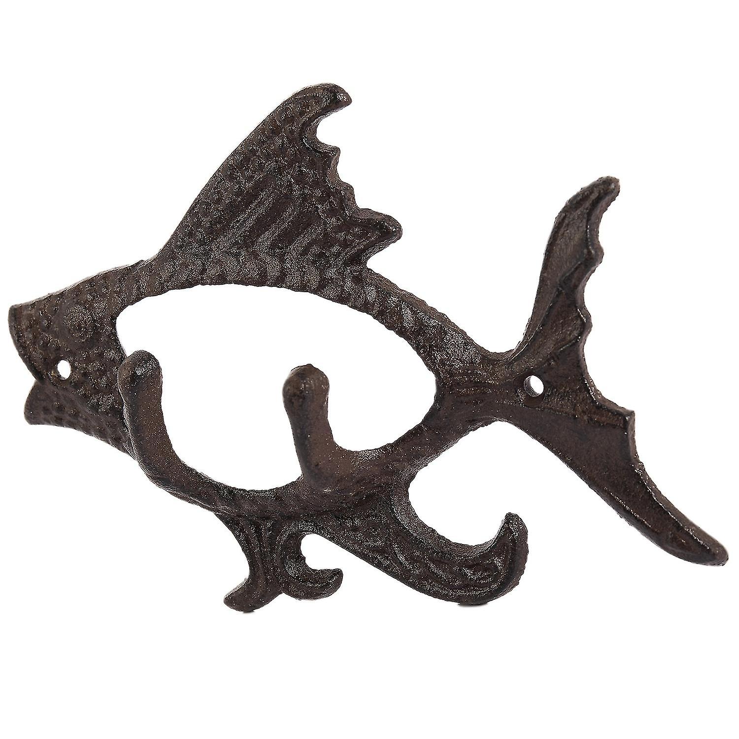 Fish With Two Hooks Ocean Series Cast Iron Wall Hook Wall Mount Towel Hanger Hook For Hat， Key， Coa