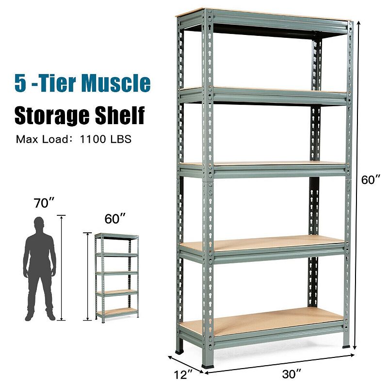 5-tier Steel Shelving Unit Storage Shelves Heavy Duty Storage Rack