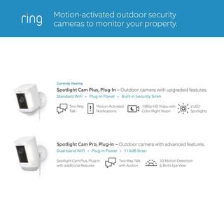 Ring Spotlight Cam Plus Plug-In - Smart Security Video Camera with LED Lights 2-Way Talk Color Night Vision White B09J1TB7TB