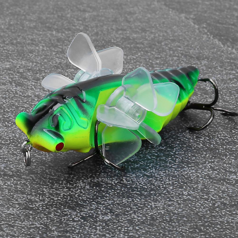 Hard Fish Lure Bionic Cicada Shape Fishing Bait With Rotating Spins Propeller Treble Hook 7.5cmy238-5