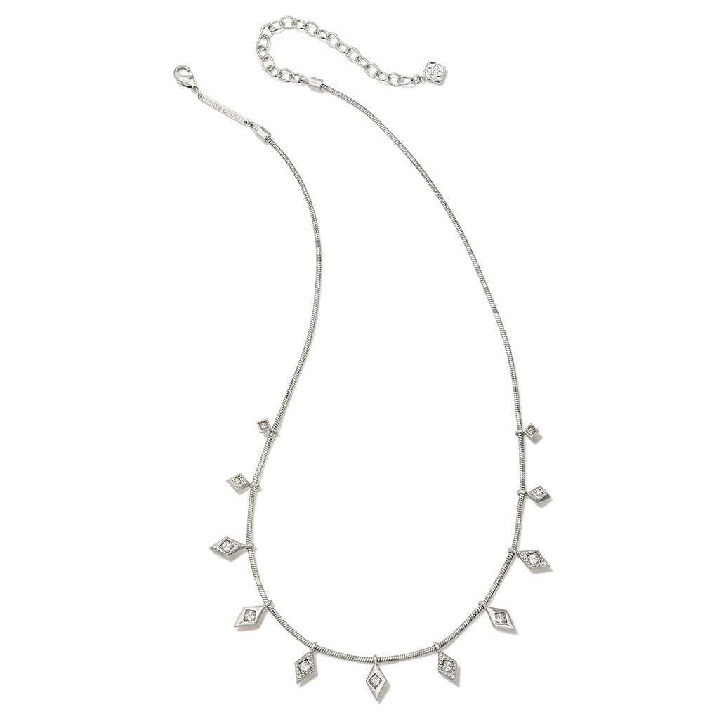 Kendra Scott  Kinsley Silver Strand Necklace in White Crystal