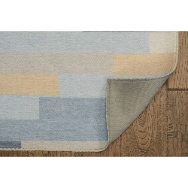 Fentress Washable Outdoor Rug Ivory blue Linon