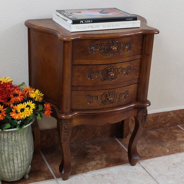 International Caravan Windsor Carved 3-Drawer Night Stand