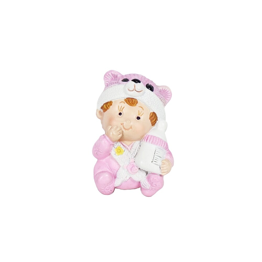 Set of 16 Pcs Baby Girl with Bear Hat Magnet Figurine Pink Baby Shower Favor 2in   2\