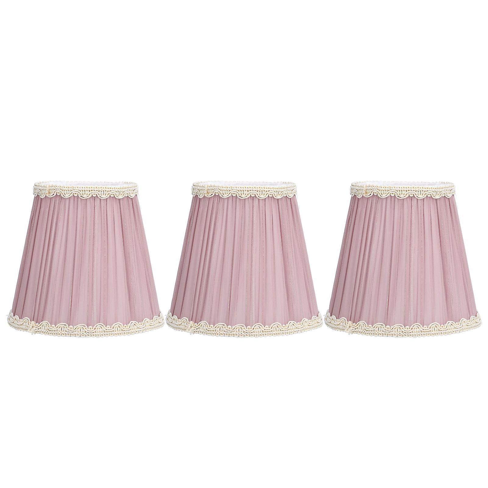 3pcs Cloth Lamp Shade E14 Clipon Lampshade For Candle Chandelier Wall Lamp Table Light Indoor Decor(light Purple )