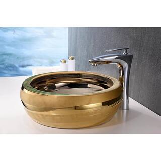 ANZZI Regalia Series Vessel Sink in Smoothed Gold LS-AZ181