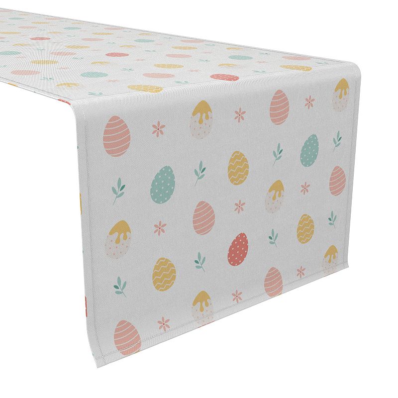 Table Runner， 100% Cotton， 16x108， Happy Easter Eggs