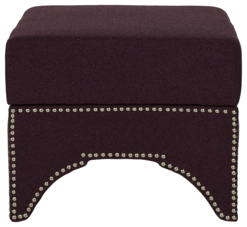 Clancy Ottoman Brass Nail Heads Plum   Contemporary   Footstools And Ottomans   by V.S.D Furniture  Houzz