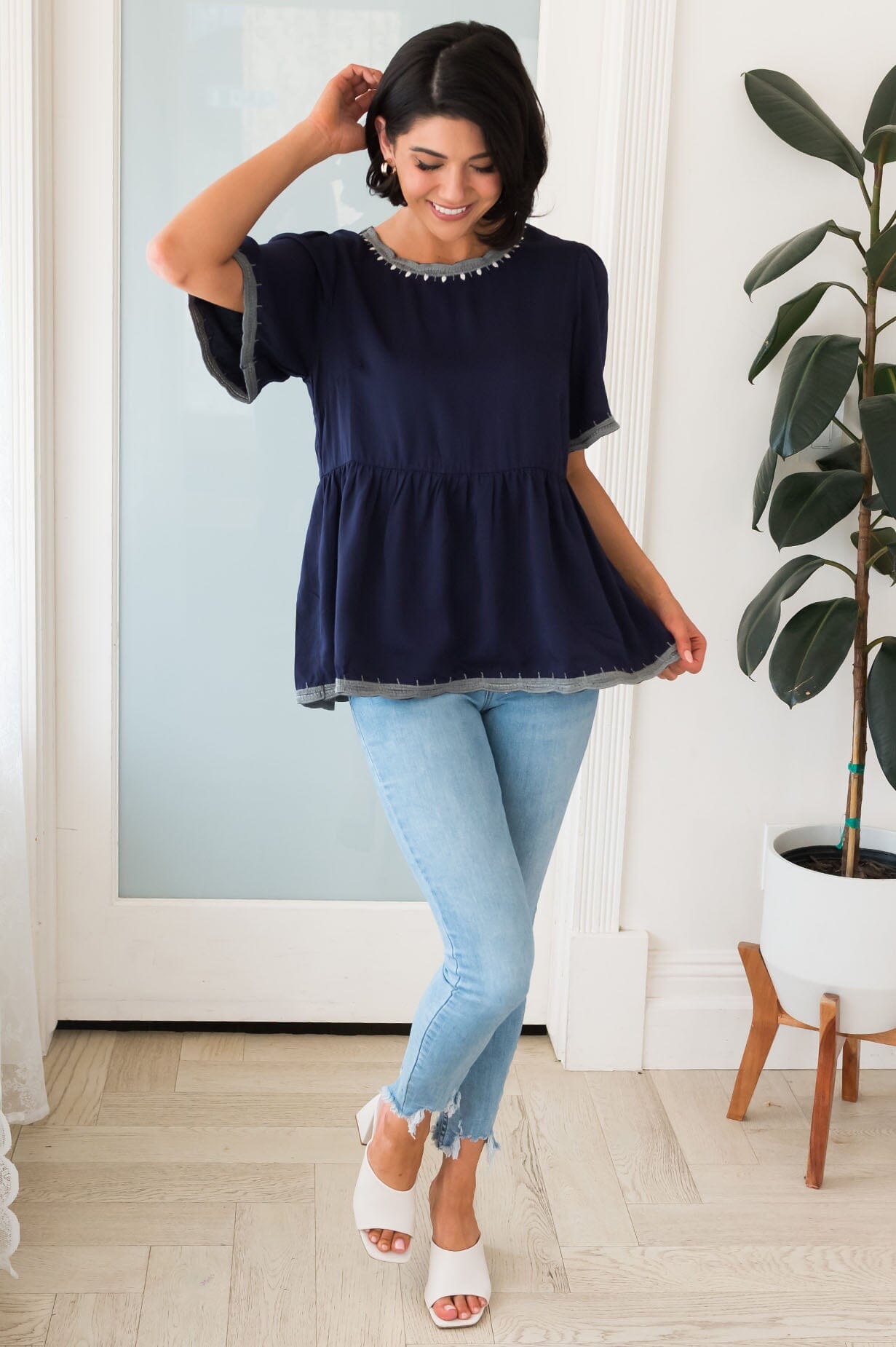 Predicting Joy Ahead Modest Peplum Blouse