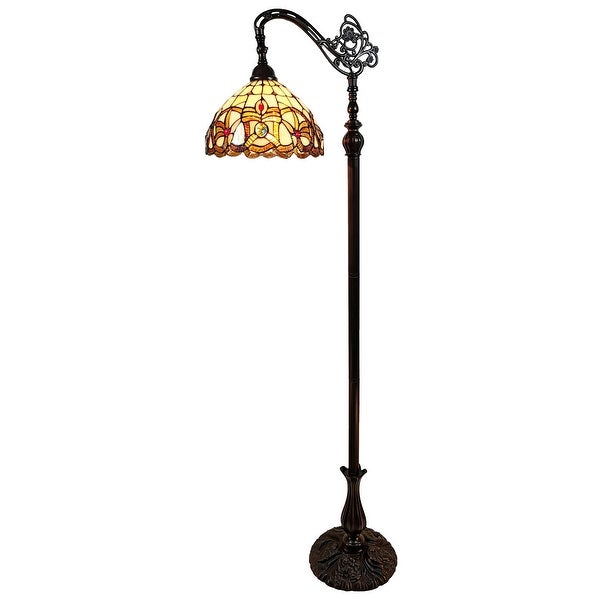 HomeRoots 72 Brown Traditional Shaped Floor Lamp With Brown Stained Glass Bowl Shade - 11