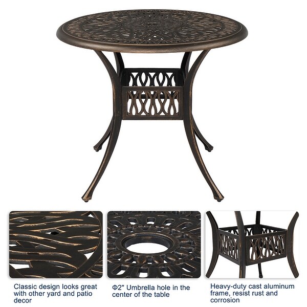 Courtyard Round Top Cast Aluminum Table