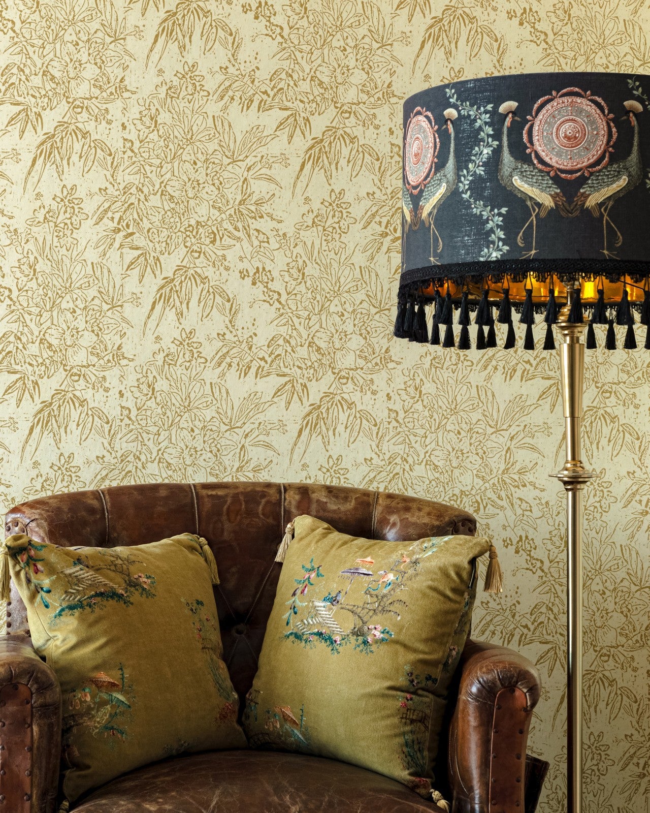 Cherry Orchard Wallpaper in Sand from the Complementary Collection by Mind the Gap