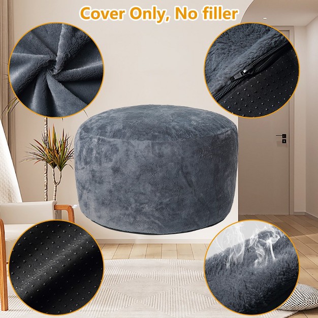 Bean Bag Chair Cover no Filler Adult Beanbag Chair Outside Cover Big Round Soft Fluffy Faux Fur Beanbag Lazy Sofa Bed Cover