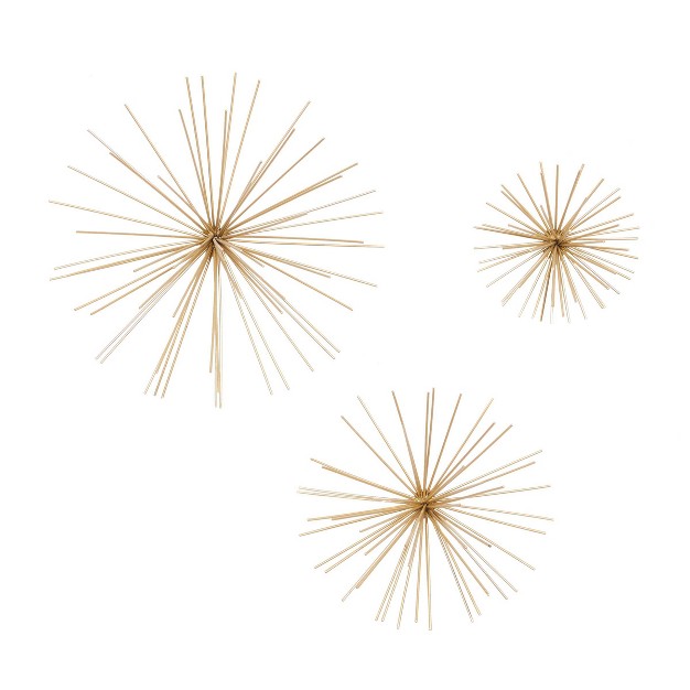 Contemporary Metal Starburst 3d Wall Decor Set Of 3 Gold Olivia amp May