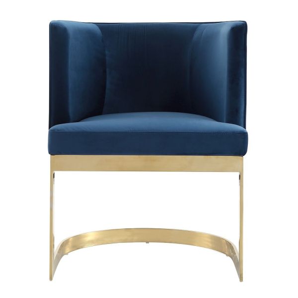 Aura Dining Chair in Royal Blue and Polished Brass