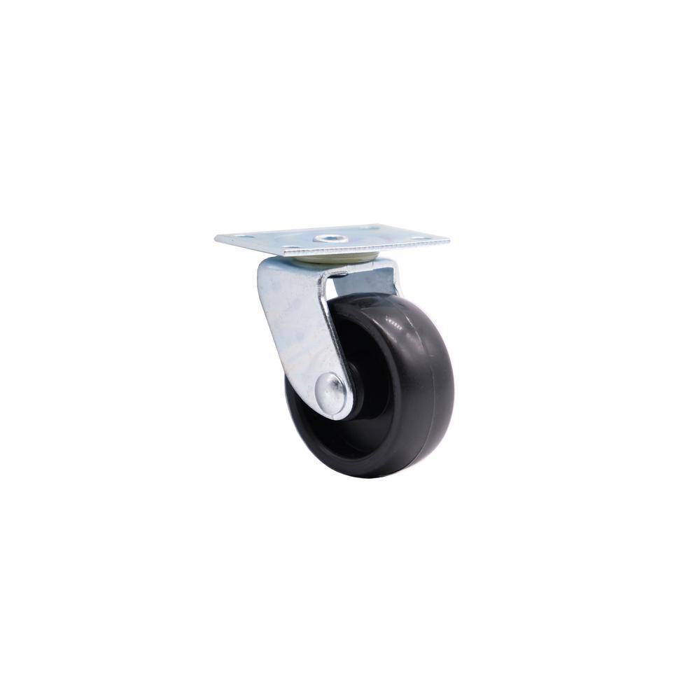 Everbilt 1-58 in. Black Plastic and Steel Swivel Plate Caster with 50 lb. Load Rating (4-Pack) 49558