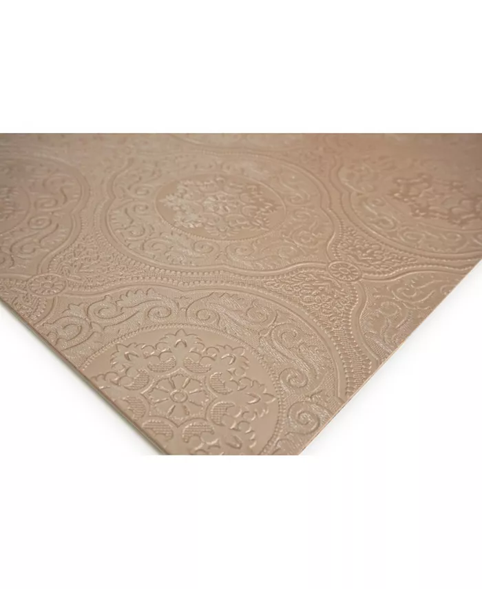 Dainty Home Faux Leather Hyde Park Slip Resistant Suede Backing Embossed 3D Surface Luxury 12 x 18 Place Mats - Set of 4