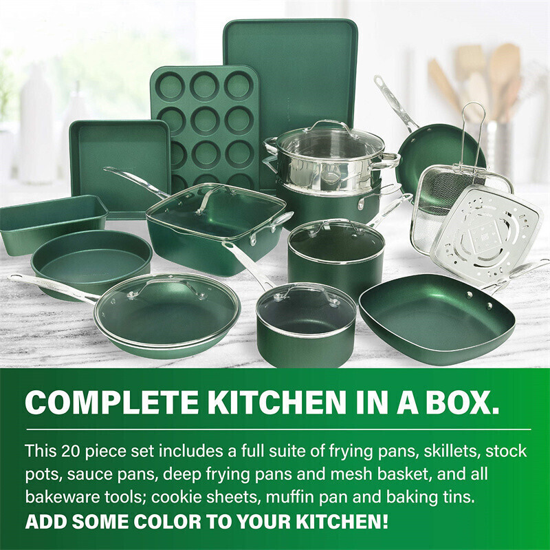 20 Piece cookware set for pots and pans