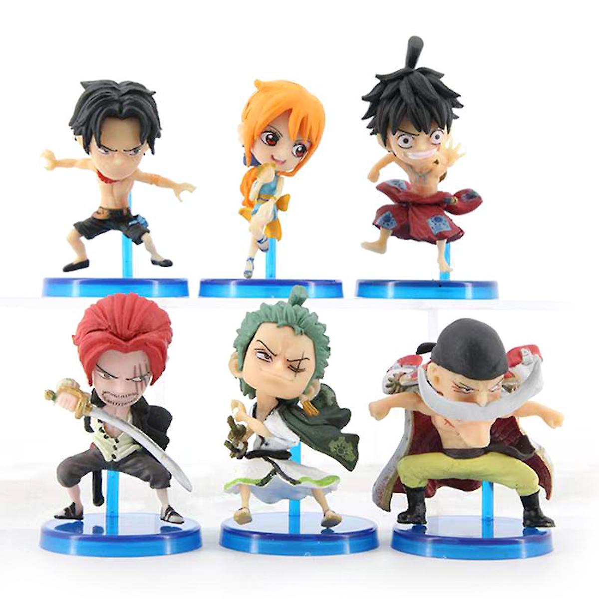 6pcs/lot Ace Luffy Zoro Edward One Piece Figure Anime Toy Model 8cm