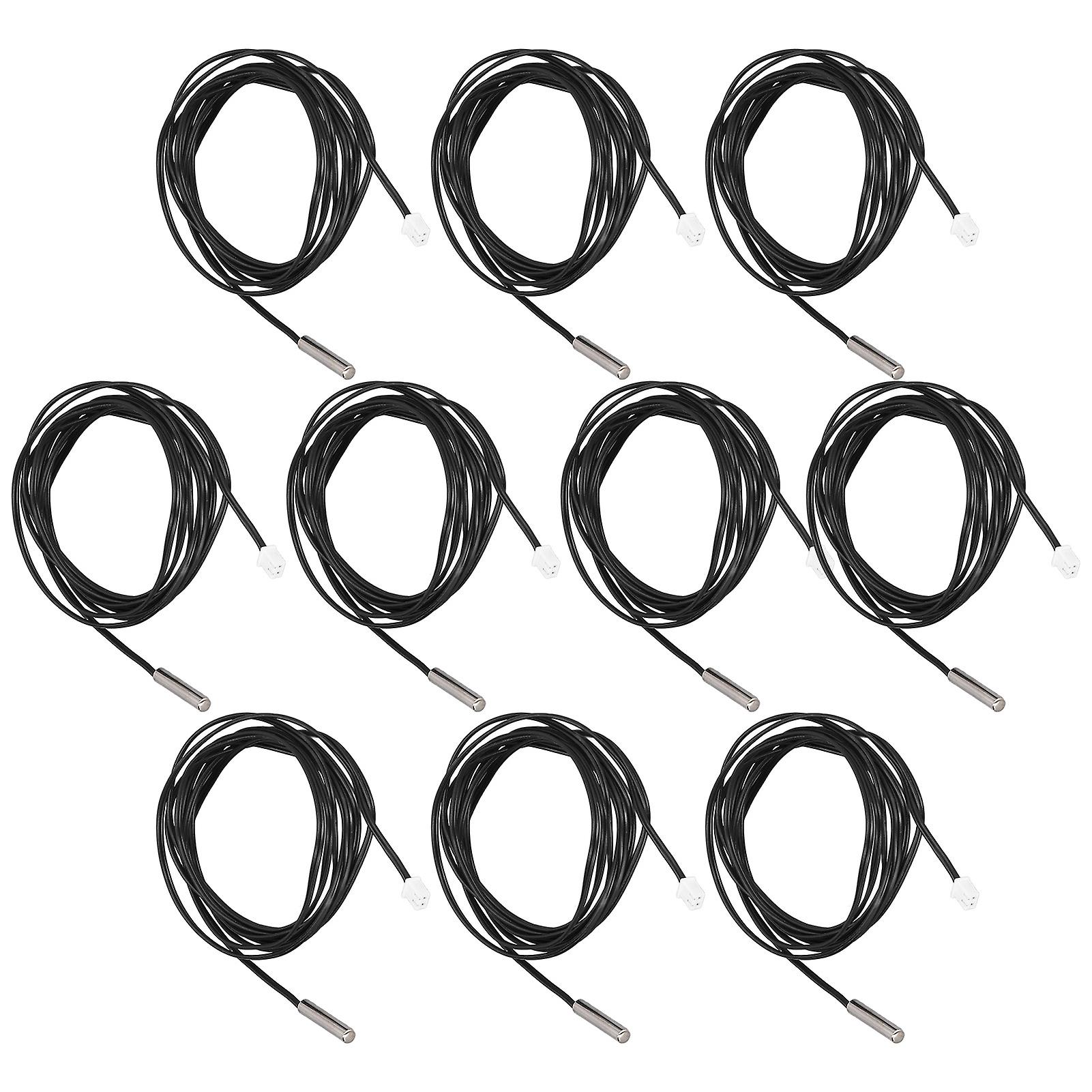 10pcs Thermistor Sensor Ntc Temp Probe 5x25mm Cylindrical Head 2 Meters Cable Length5k B3470