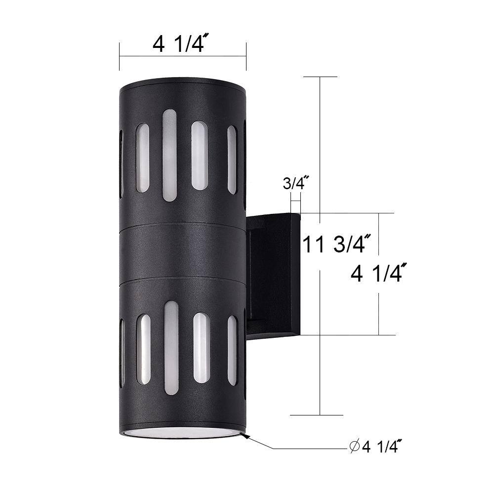 C Cattleya 11.75 in. 2-Light Black Die-Cast Aluminum Cylinder Outdoor Wall Sconce CA1933-W