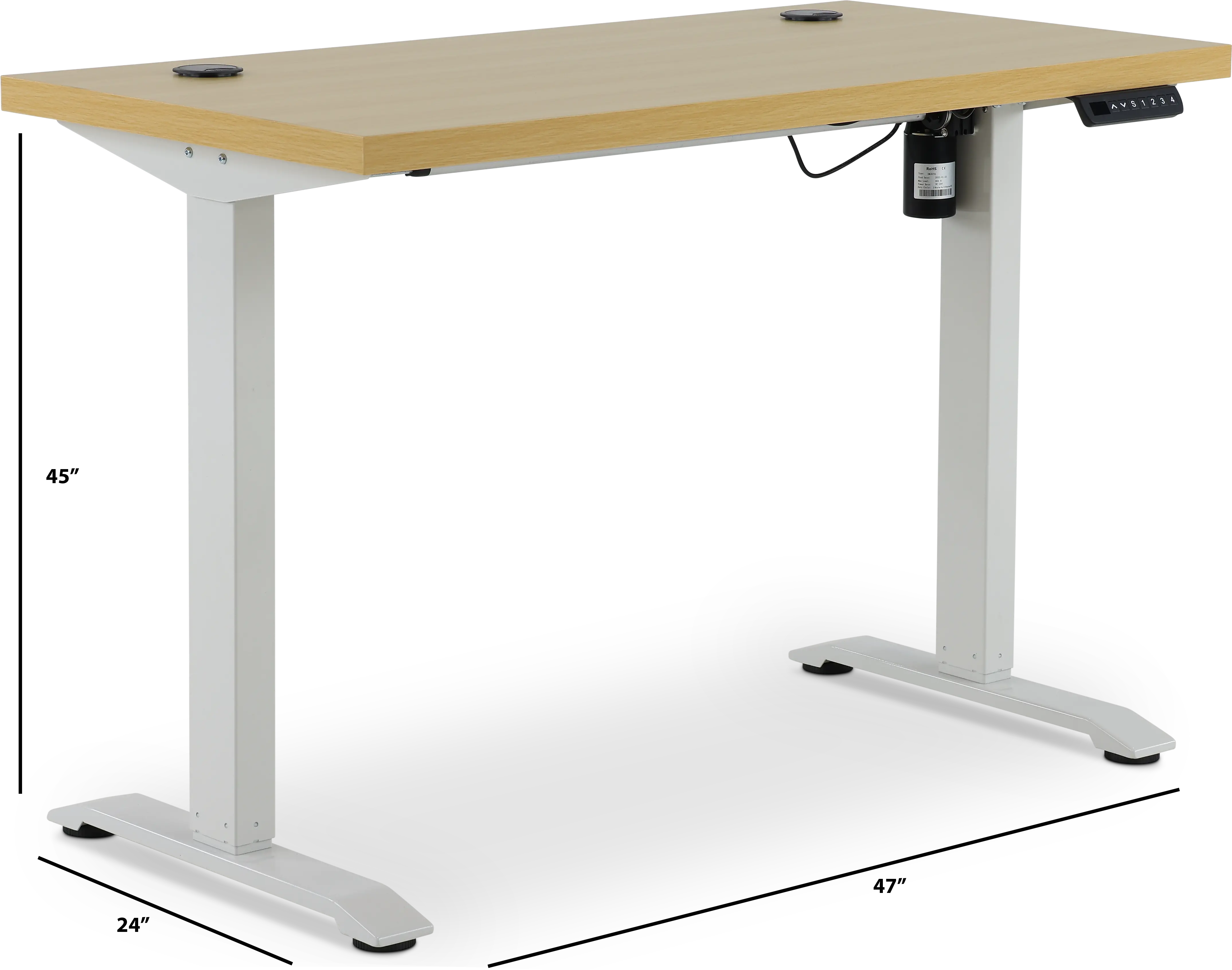 Martin Office Natural Wood and White Lift Desk