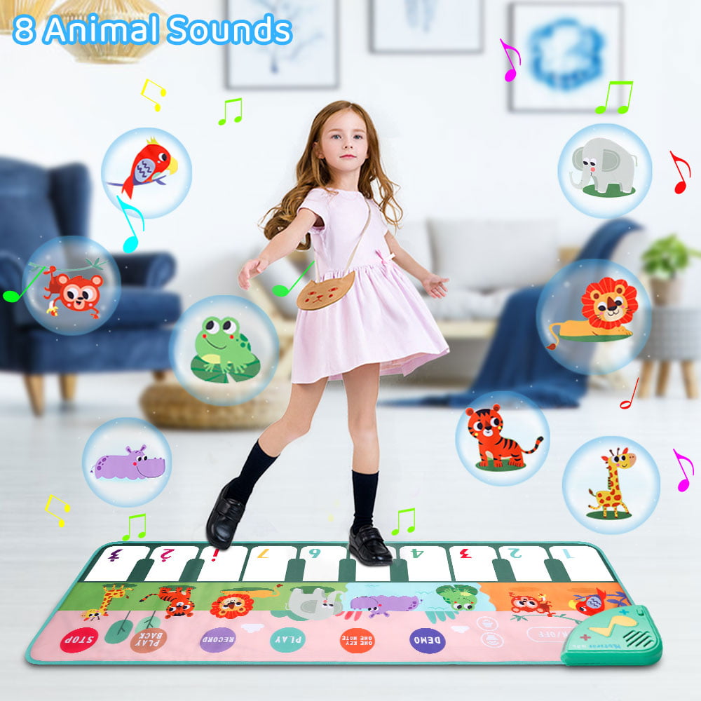 LAYADO Piano Mat for Kids， Floor 17 Keyboards Music Dance Playmat Musical Play Mat Portable Early Learning Educational Toys Gifts for Toddler Aged 0.1.2.3.4.5.6 Year Old Boys and Girls Gift