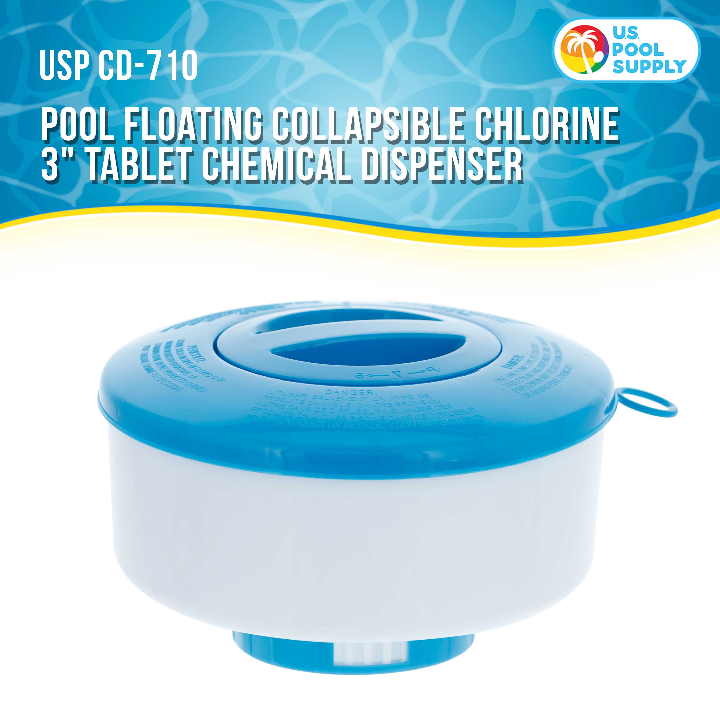 U.S. Pool Supply Pool Floating Collapsible Chlorine 3" Tablet Chemical Dispenser, 7" Diameter, Collapsible