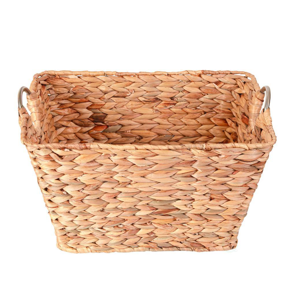 Vintiquewise Water Hyacinth Wicker Large Square Storage Laundry Basket with Handles QI003634.L