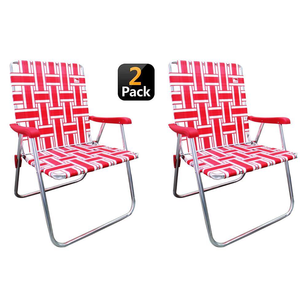 Outdoor Spectator RedWhite Aluminum Classic Reinforced Webbed Folding LawnCamp Chair (2-Pack) 886783005117