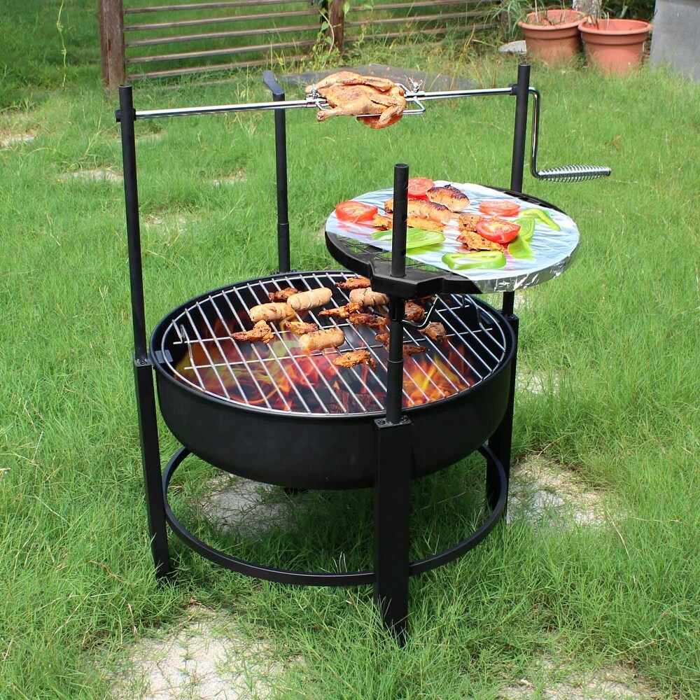 Wood Burning Fire Pit with Removable Cooking Grill