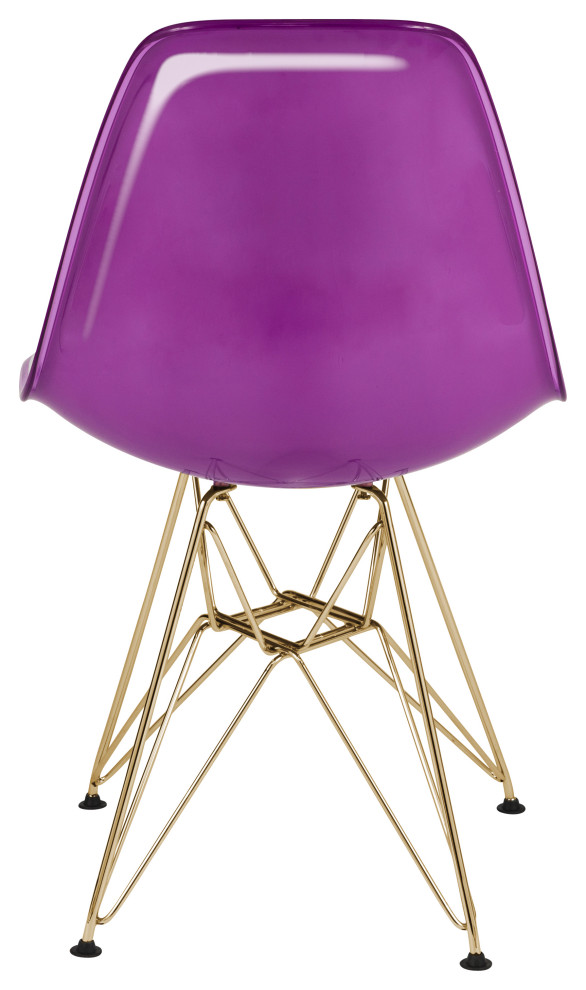 Molded 2 Tone Eiffel Side Chair  Gold Base  Set of 4  White Purple  CR19WPRG4   Midcentury   Dining Chairs   by GwG Outlet  Houzz