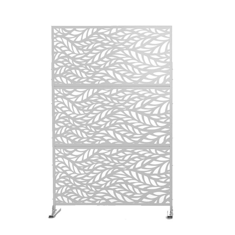 Tidoin 6.33 ft. H x 3.93 ft. W White Laser Cut Privacy Mesh Screening Garden Metal Fence Panel Neut-YDD0-M8Y