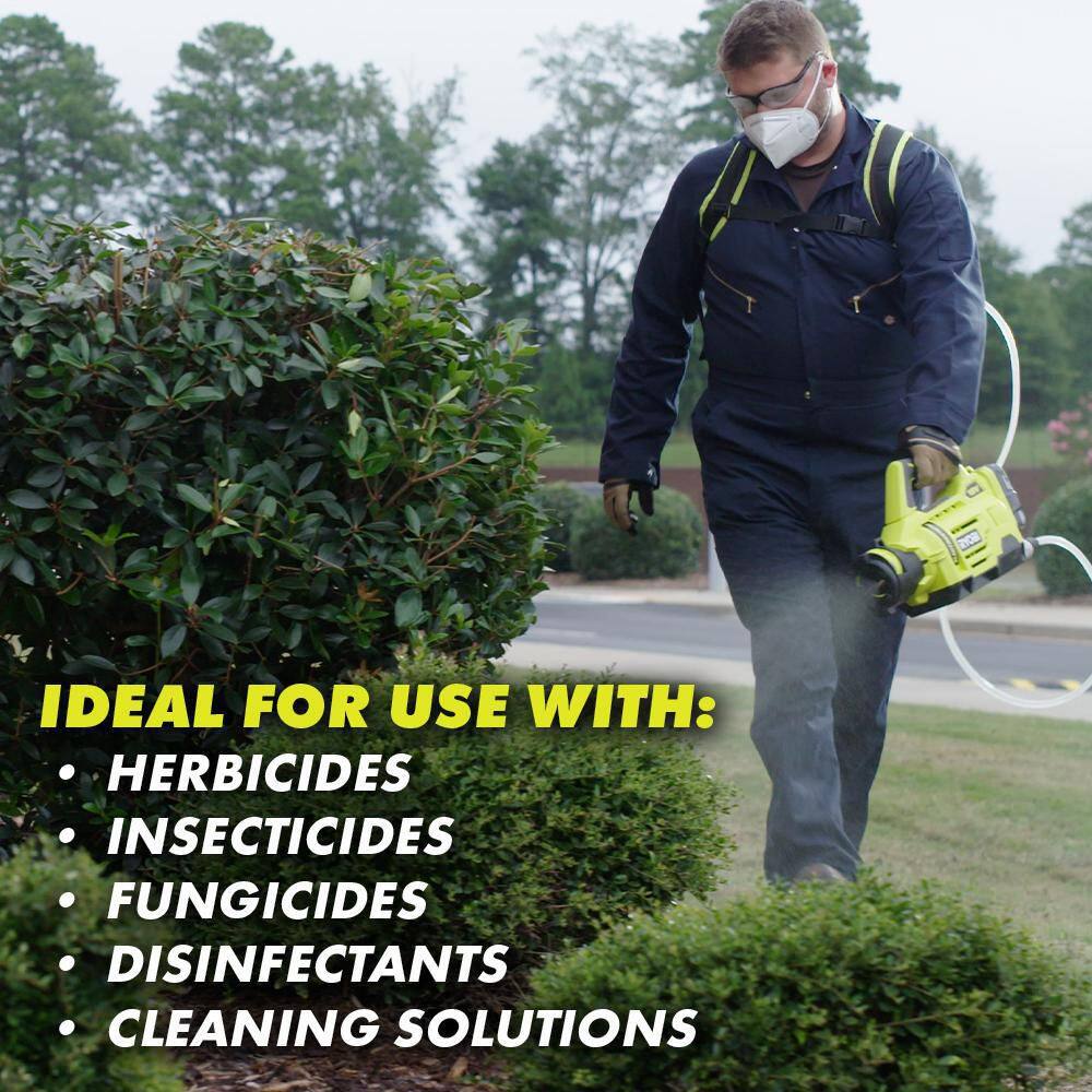 RYOBI ONE+ 18V Cordless Electrostatic 1 Gal. Sprayer w Extra LowMediumHigh Nozzles (2) 2.0 Ah Batteries and (1) Charger P2870-A12